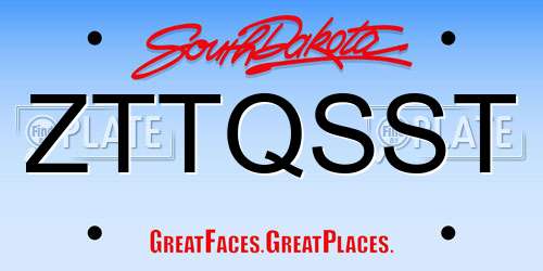 ZTTQSST South Dakota License Plate