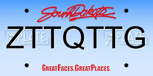 ZTTQTTG South Dakota License Plate