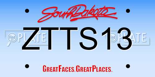 ZTTS13 South Dakota License Plate