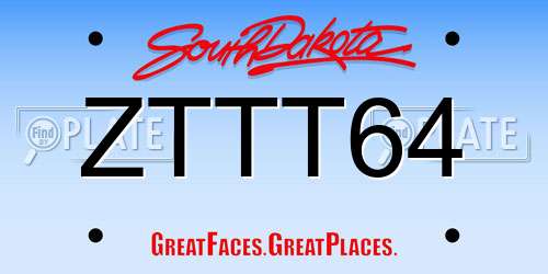 ZTTT64 South Dakota License Plate