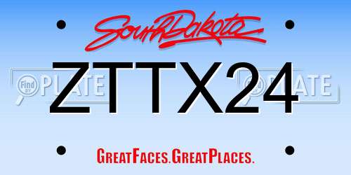ZTTX24 South Dakota License Plate