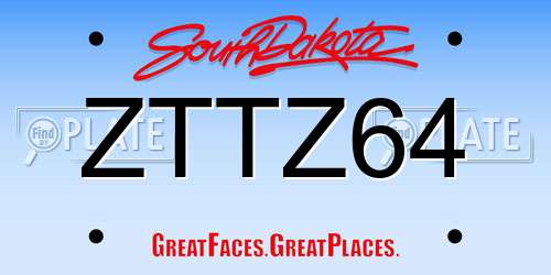 ZTTZ64 South Dakota License Plate