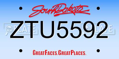 ZTU5592 South Dakota License Plate
