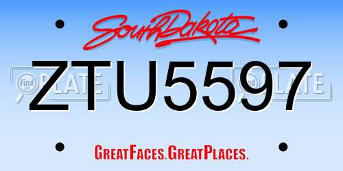 ZTU5597 South Dakota License Plate