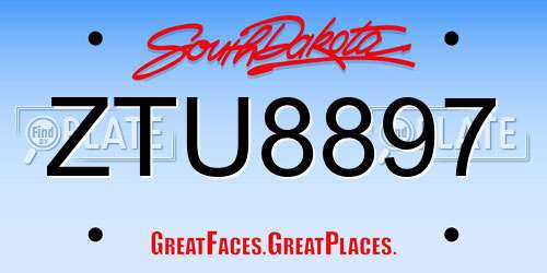 ZTU8897 South Dakota License Plate