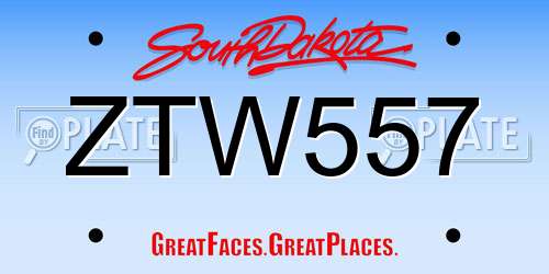 ZTW557 South Dakota License Plate
