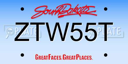 ZTW55T South Dakota License Plate