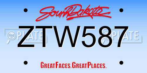 ZTW587 South Dakota License Plate