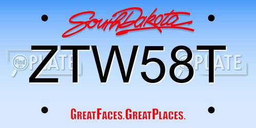 ZTW58T South Dakota License Plate