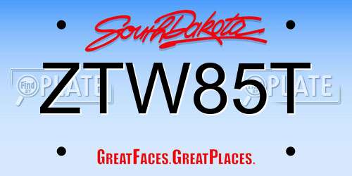 ZTW85T South Dakota License Plate