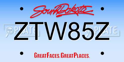 ZTW85Z South Dakota License Plate