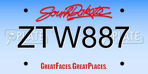 ZTW887 South Dakota License Plate