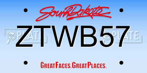 ZTWB57 South Dakota License Plate