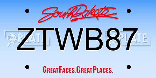 ZTWB87 South Dakota License Plate