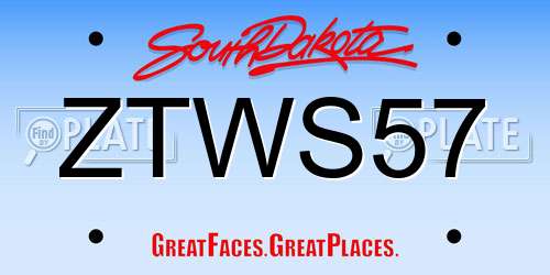 ZTWS57 South Dakota License Plate