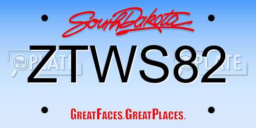ZTWS82 South Dakota License Plate