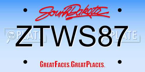 ZTWS87 South Dakota License Plate