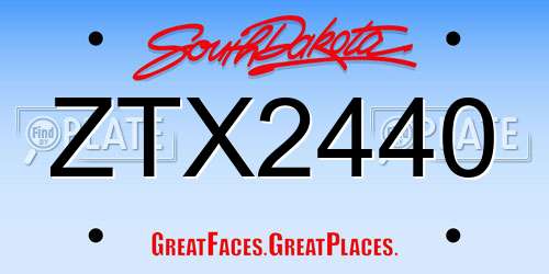 ZTX2440 South Dakota License Plate