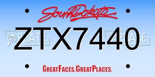 ZTX7440 South Dakota License Plate