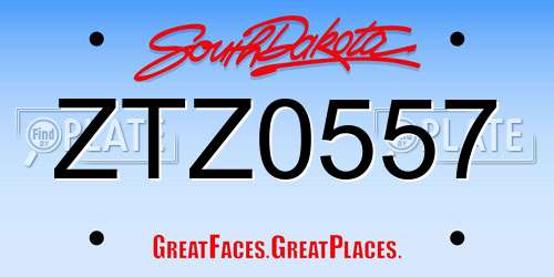 ZTZ0557 South Dakota License Plate