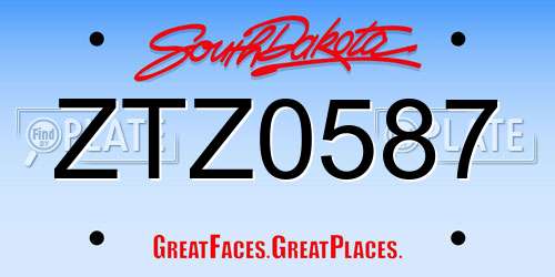 ZTZ0587 South Dakota License Plate