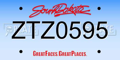 ZTZ0595 South Dakota License Plate