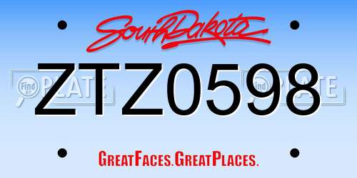ZTZ0598 South Dakota License Plate