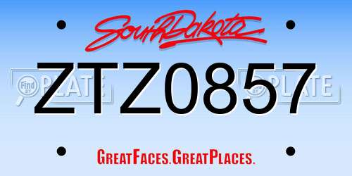 ZTZ0857 South Dakota License Plate