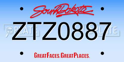 ZTZ0887 South Dakota License Plate