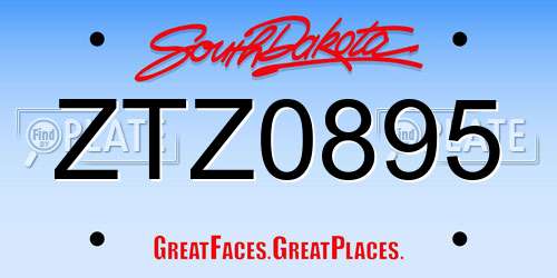 ZTZ0895 South Dakota License Plate