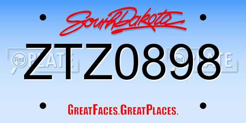 ZTZ0898 South Dakota License Plate