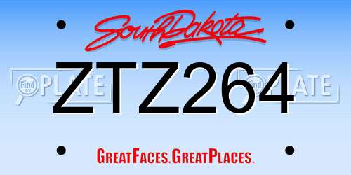 ZTZ264 South Dakota License Plate