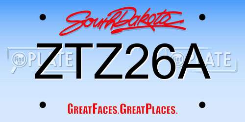 ZTZ26A South Dakota License Plate