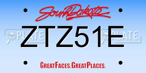 ZTZ51E South Dakota License Plate
