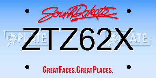 ZTZ62X South Dakota License Plate