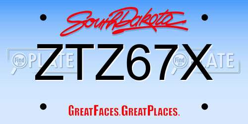 ZTZ67X South Dakota License Plate
