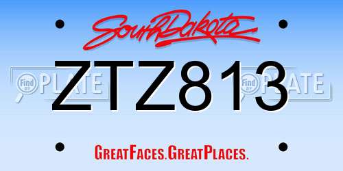 ZTZ813 South Dakota License Plate