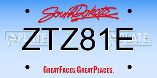 ZTZ81E South Dakota License Plate