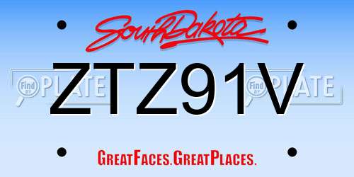 ZTZ91V South Dakota License Plate