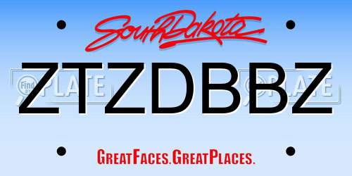 ZTZDBBZ South Dakota License Plate