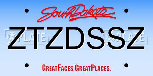 ZTZDSSZ South Dakota License Plate