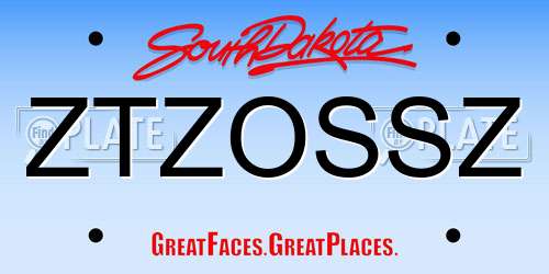 ZTZOSSZ South Dakota License Plate