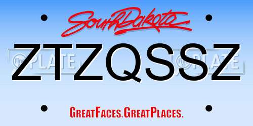 ZTZQSSZ South Dakota License Plate