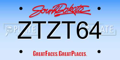 ZTZT64 South Dakota License Plate