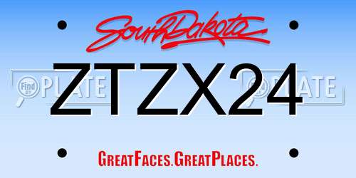 ZTZX24 South Dakota License Plate
