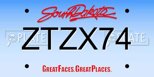 ZTZX74 South Dakota License Plate