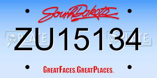 ZU15134 South Dakota License Plate