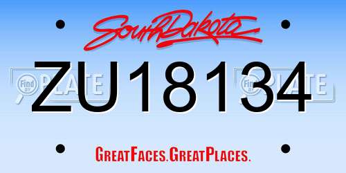 ZU18134 South Dakota License Plate