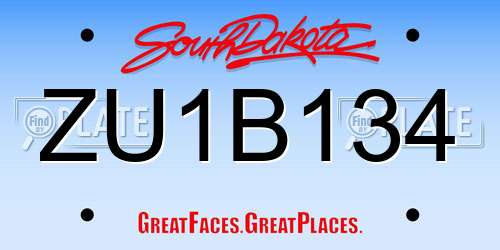 ZU1B134 South Dakota License Plate
