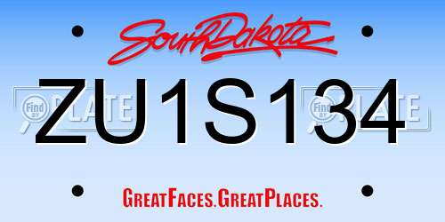 ZU1S134 South Dakota License Plate